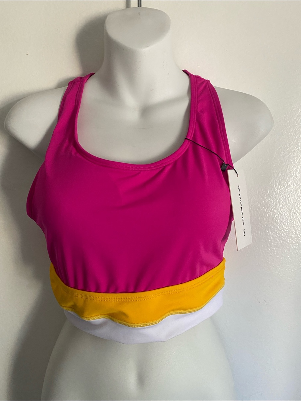 Women’s Colorblock Sports Bra - Pink/Yellow/White